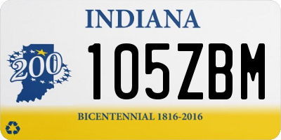 IN license plate 105ZBM