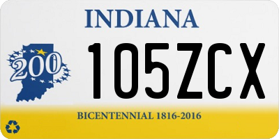 IN license plate 105ZCX