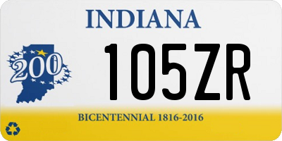 IN license plate 105ZR