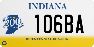 IN license plate 106BA