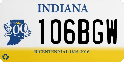 IN license plate 106BGW