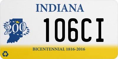 IN license plate 106CI