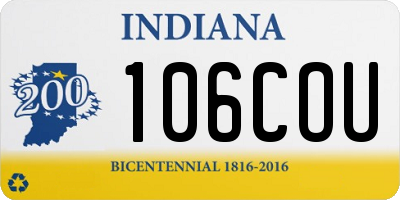 IN license plate 106COU