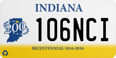 IN license plate 106NCI