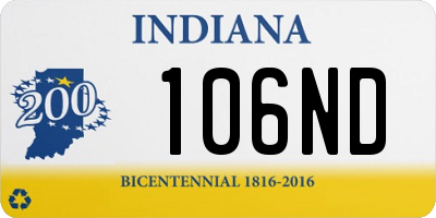 IN license plate 106ND