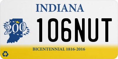 IN license plate 106NUT