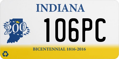 IN license plate 106PC