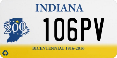 IN license plate 106PV