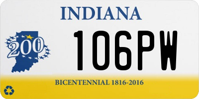 IN license plate 106PW