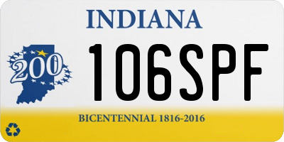 IN license plate 106SPF