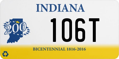 IN license plate 106T