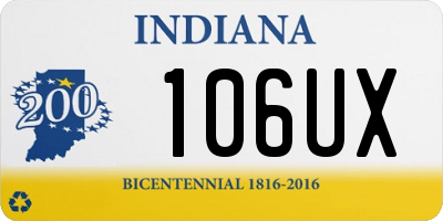 IN license plate 106UX