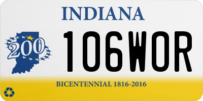 IN license plate 106WOR