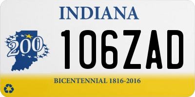 IN license plate 106ZAD