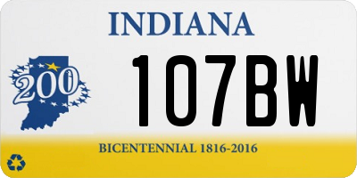 IN license plate 107BW