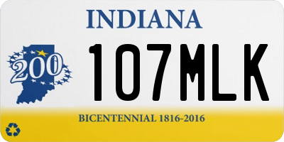 IN license plate 107MLK