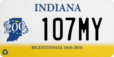IN license plate 107MY