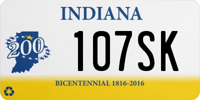 IN license plate 107SK