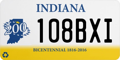 IN license plate 108BXI