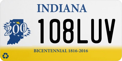 IN license plate 108LUV