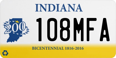 IN license plate 108MFA