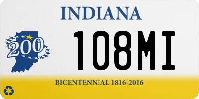 IN license plate 108MI