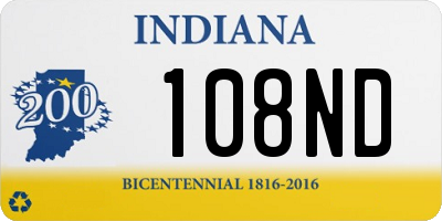 IN license plate 108ND