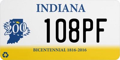 IN license plate 108PF