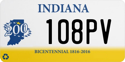 IN license plate 108PV