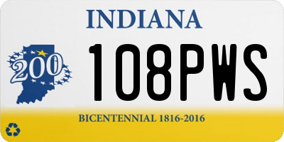 IN license plate 108PWS