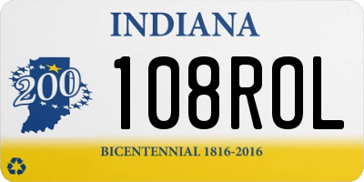 IN license plate 108ROL