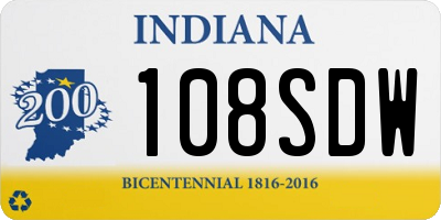 IN license plate 108SDW