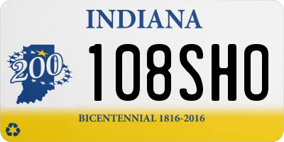 IN license plate 108SHO