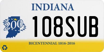 IN license plate 108SUB