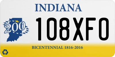 IN license plate 108XFO