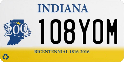 IN license plate 108YOM