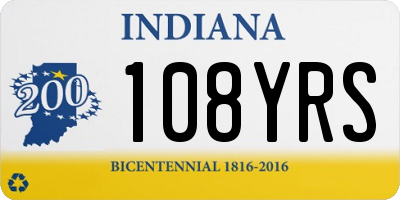 IN license plate 108YRS