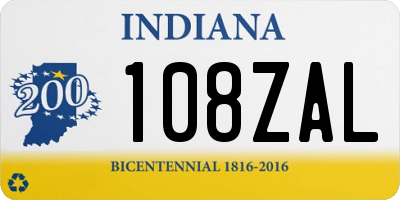 IN license plate 108ZAL