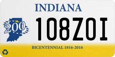 IN license plate 108ZOI