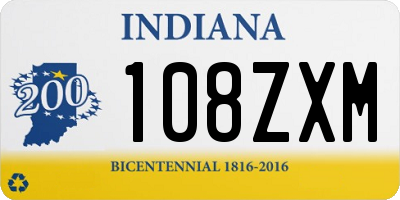 IN license plate 108ZXM