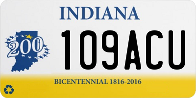 IN license plate 109ACU