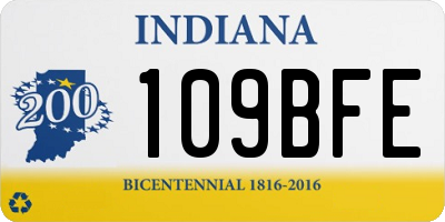 IN license plate 109BFE