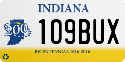 IN license plate 109BUX