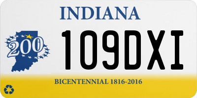 IN license plate 109DXI