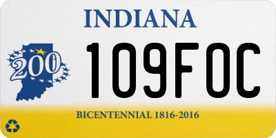 IN license plate 109FOC