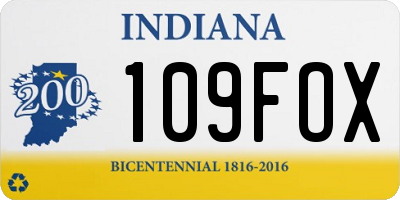 IN license plate 109FOX