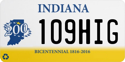 IN license plate 109HIG