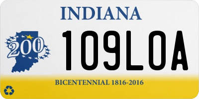 IN license plate 109LOA