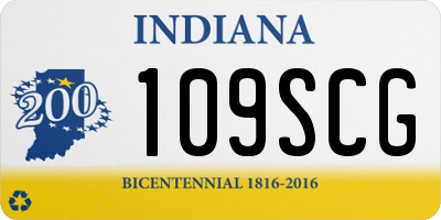 IN license plate 109SCG
