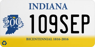 IN license plate 109SEP